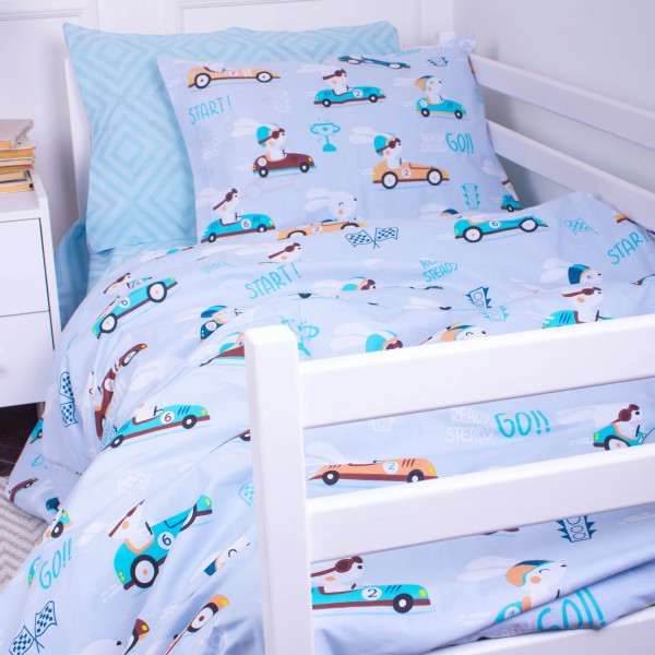 Фото - Комплект постельного белья детский MirSon Бязь Kids Time  Bunny Races 110 x 140 см (2200007020829)