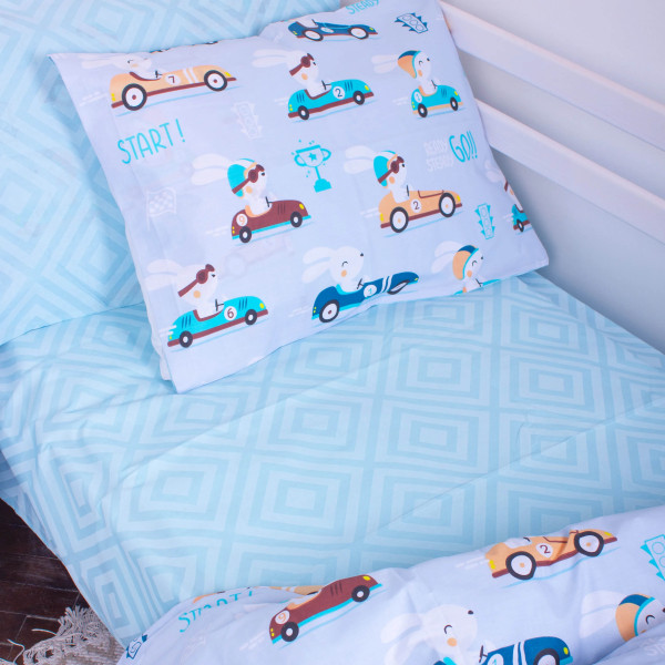 Фото - Комплект постельного белья детский MirSon Бязь Kids Time  Bunny Races 110 x 140 см (2200007020829)