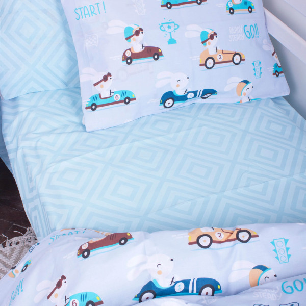 Фото - Комплект постельного белья детский MirSon Бязь Kids Time  Bunny Races 110 x 140 см (2200007020829)