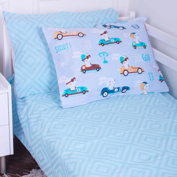 Фото - Комплект постельного белья детский MirSon Бязь Kids Time  Bunny Races 110 x 140 см (2200007020829)
