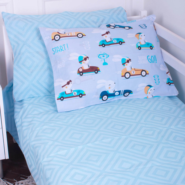 Фото - Комплект постельного белья детский MirSon Бязь Kids Time  Bunny Races 110 x 140 см (2200007020829)