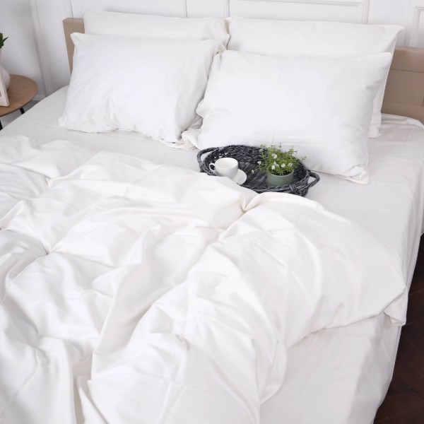 Фото - Комплект постельного белья MirSon King Size Сатин 0001 Moko White 220х240 см (2200001169401)