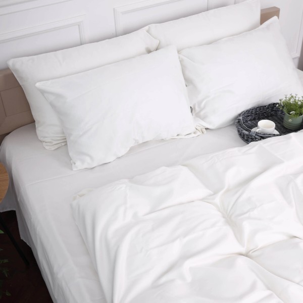 Фото - Комплект постельного белья MirSon King Size Сатин 0001 Moko White 220х240 см (2200001169401)