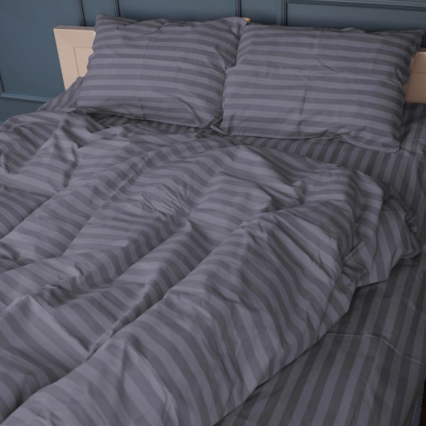 Фото - Комплект постельного белья MirSon King Size 220x240 17-0601 Stripe Gray Бязь (2200008049317)
