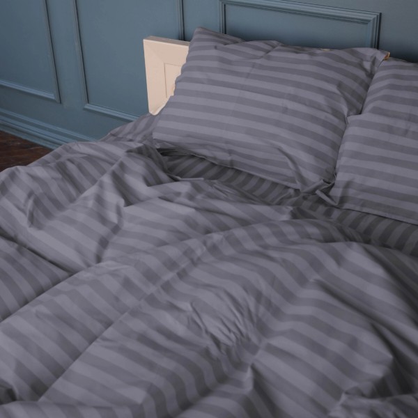 Фото - Комплект постельного белья MirSon King Size 220x240 17-0601 Stripe Gray Бязь (2200008049317)