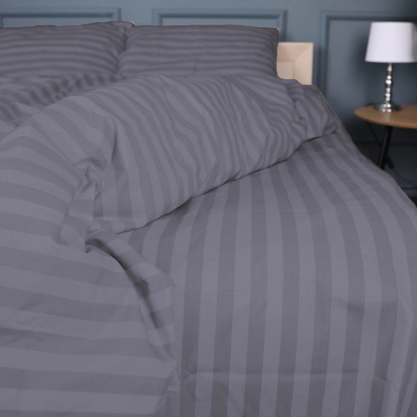 Фото - Комплект постельного белья MirSon King Size 220x240 17-0601 Stripe Gray Бязь (2200008049317)