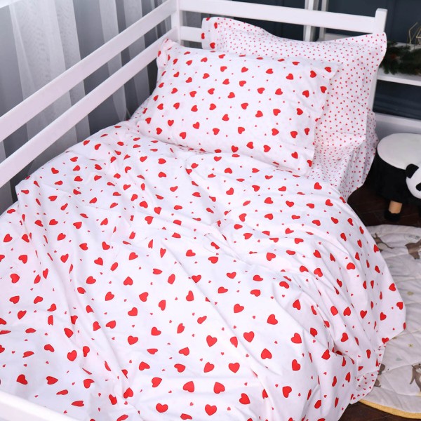 Фото - Комплект постельного белья детский MirSon Poplin Line Kids 01 Little Hearts 110х140 (2200009710346)