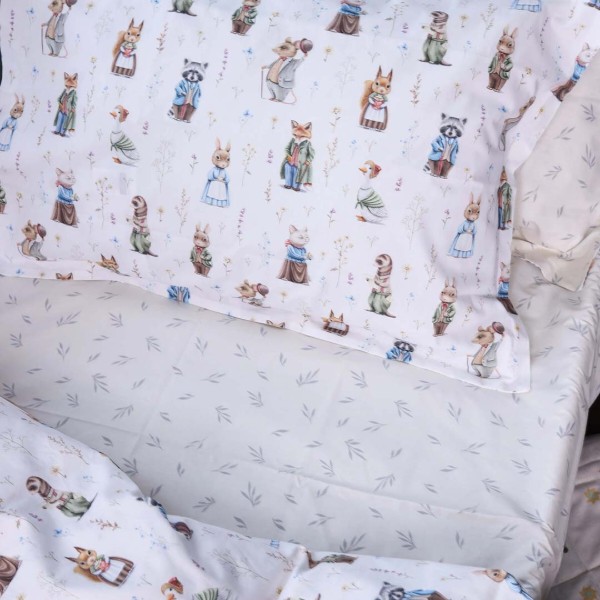 Фото - Комплект постільної білизни дитячий MirSon Poplin Line Kids 03 Animals 110х140 (2200009712869)