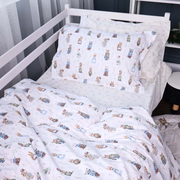 Фото - Комплект постільної білизни дитячий MirSon Poplin Line Kids 03 Animals 110х140 (2200009712869)