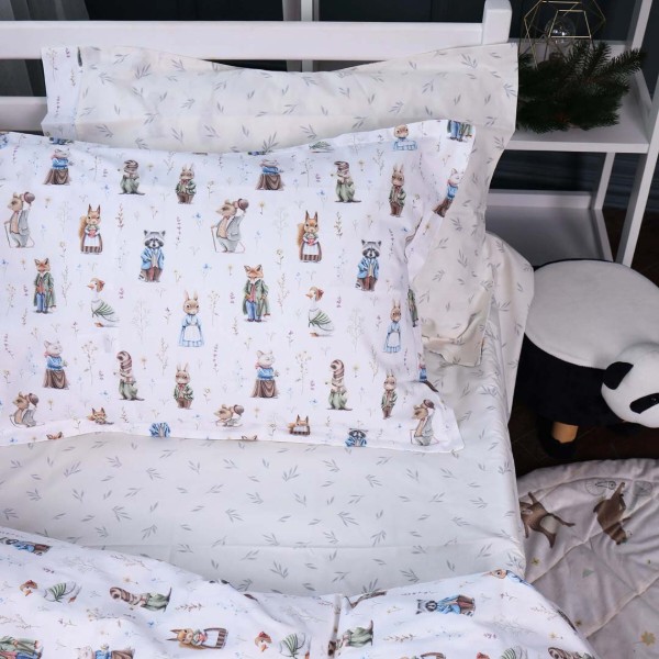 Фото - Комплект постільної білизни дитячий MirSon Poplin Line Kids 03 Animals 110х140 (2200009712869)