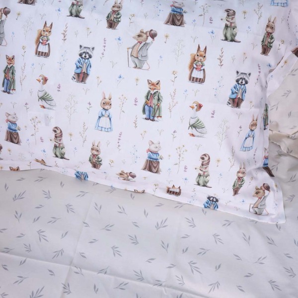 Фото - Комплект постільної білизни дитячий MirSon Poplin Line Kids 03 Animals 110х140 (2200009712869)