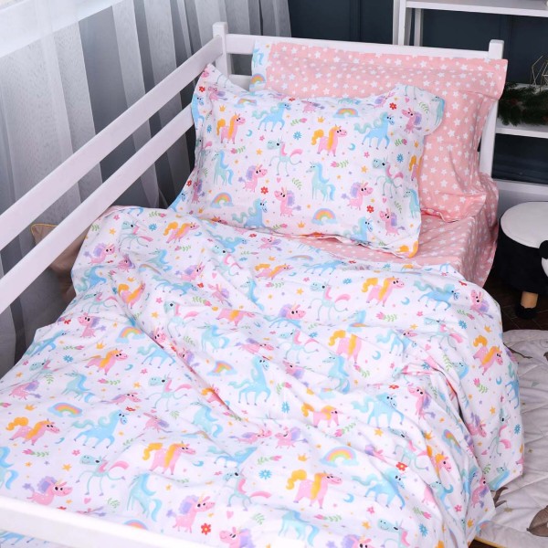 Фото - Комплект постільної білизни дитячий MirSon Poplin Line Kids 05 Pony 110х140 (2200009715389)