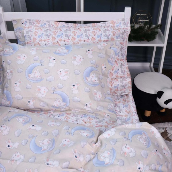 Фото - Комплект постельного белья детский MirSon Poplin Line Kids 07 Rabbits 110х140 (2200009717901)