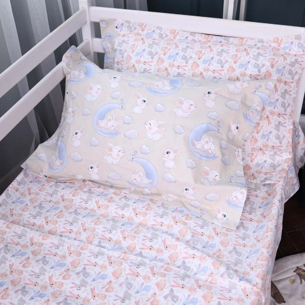 Фото - Комплект постельного белья детский MirSon Poplin Line Kids 07 Rabbits 110х140 (2200009717901)