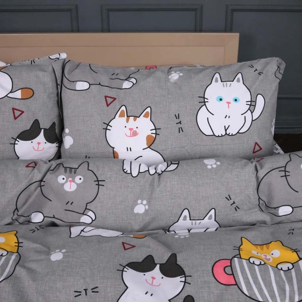 Фото - Комплект постільної білизни дитячий MirSon Ranforce Elite 17-0665 Cream Kittens 110х140 (2200009904240)
