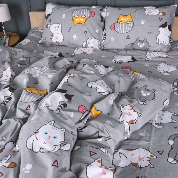 Фото - Комплект постільної білизни дитячий MirSon Ranforce Elite 17-0665 Cream Kittens 110х140 (2200009904240)