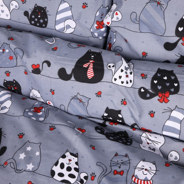 Фото - Простирадло євро MirSon Ranforce Elite 17-0671 With Love Cats 200x220 см (2200010178395)