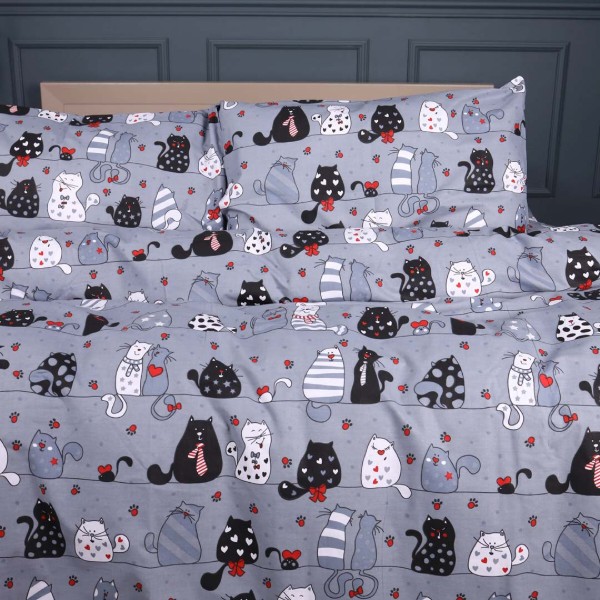 Фото - Комплект постільної білизни дитячий MirSon Ranforce Elite 17-0671 With Love, Cats 110х140 (2200010178418)