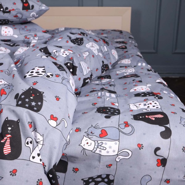 Фото - Комплект постільної білизни дитячий MirSon Ranforce Elite 17-0671 With Love, Cats 110х140 (2200010178418)