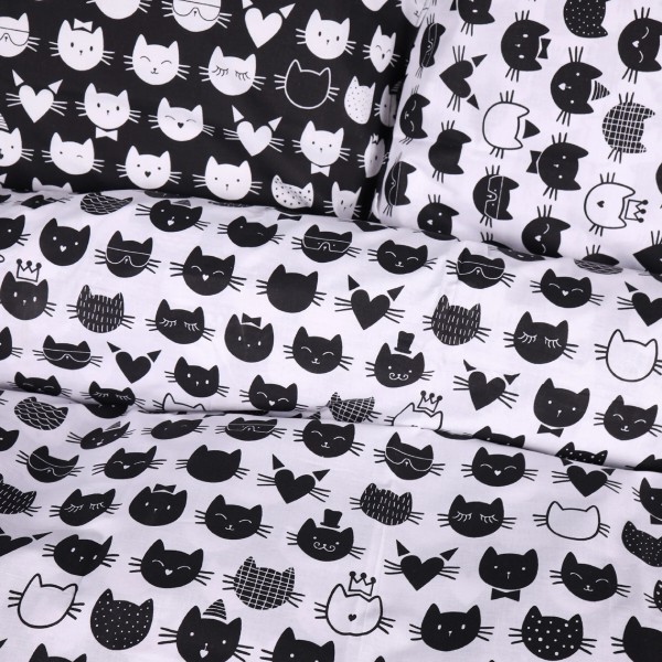 Фото - Простирадло євро MirSon Ranforce Elite 17-0673 Monochrome Meows 200x220 см (2200010185010)