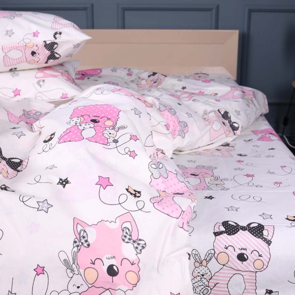Фото - Комплект постельного белья детский MirSon Ranforce Elite 17-0776 Magic cats pink 110х140 (2200011238722)
