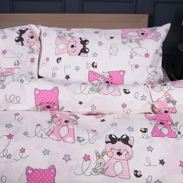 Фото - Комплект постельного белья детский MirSon Ranforce Elite 17-0776 Magic cats pink 110х140 (2200011238722)