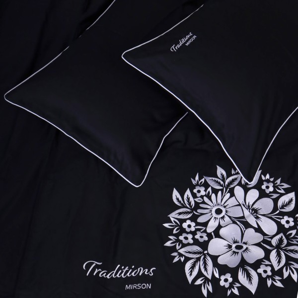 Фото - Комплект постільної білизни MirSon Сатин ELIT 0055 Black Pearl ' Traditions ' 200х220 см (2200008706173)