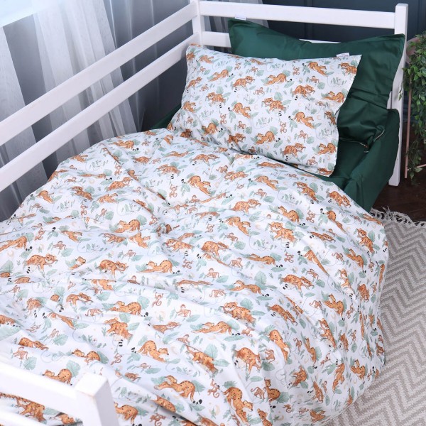 Фото - Комплект постільної білизни дитячий MirSon Сатин Kids Time 22-1420 Little Jungle Friends 110х140 (2200011186627)