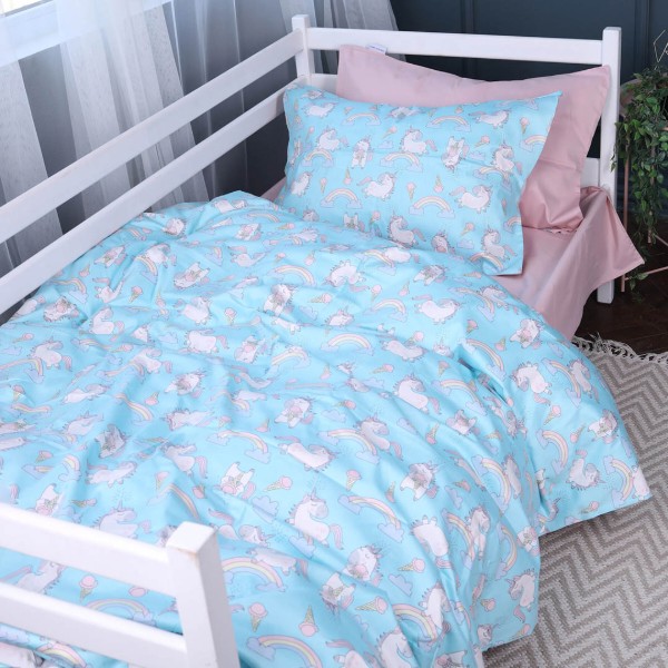 Фото - Комплект постільної білизни дитячий MirSon Сатин Kids Time 22-1421 Unicorn meanness 110х140 (2200011186771)