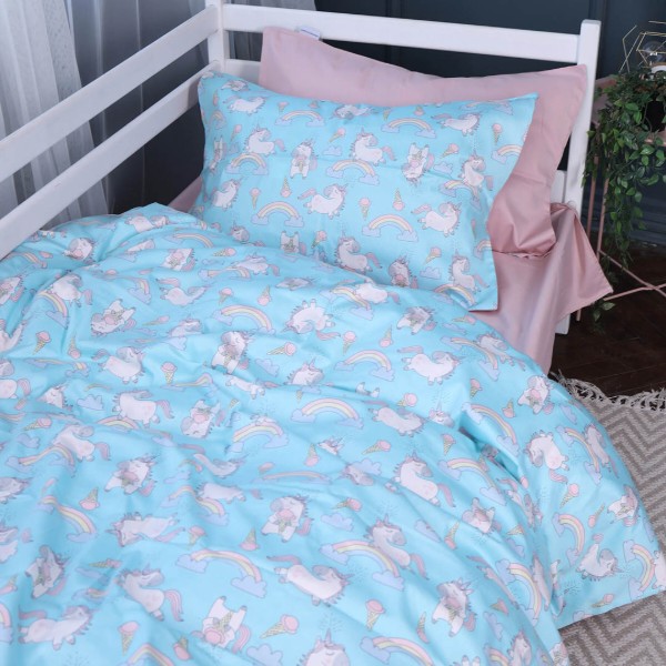 Фото - Комплект постільної білизни дитячий MirSon Сатин Kids Time 22-1421 Unicorn meanness 110х140 (2200011186771)