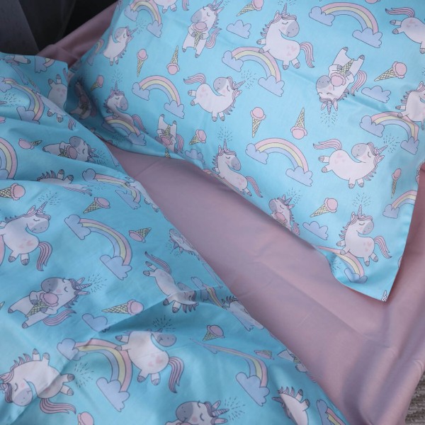 Фото - Комплект постільної білизни дитячий MirSon Сатин Kids Time 22-1421 Unicorn meanness 110х140 (2200011186771)