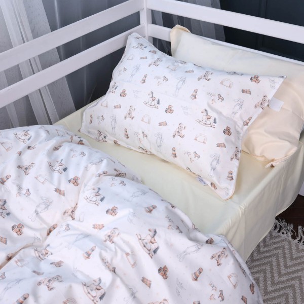 Фото - Комплект постільної білизни дитячий MirSon Сатин Kids Time 22-1422 Warm toys 110х140 (2200011186924)