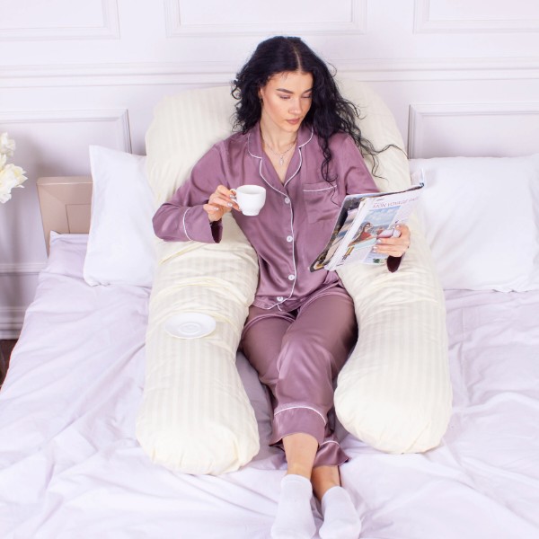 Фото - Подушка для будущих мам MirSon U-образная № 8025 Satin Stripe Soft Yellow (2200006178637)