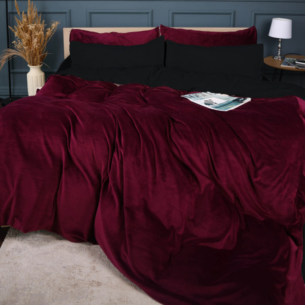 Фото - Комплект постільної білизни MirSon Winter Frost 28-0007+28-0002 Poinsettia Velvet 143х210 (2200004007403)