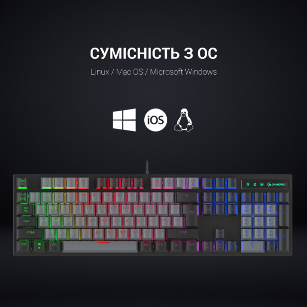 Фото - Клавіатура дротова ігрова GamePro LED USB (MK105B)