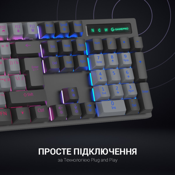 Фото - Клавіатура дротова ігрова GamePro LED USB (MK105B)