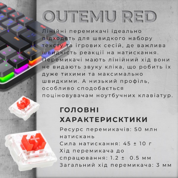 Фото - Клавиатура беспроводная игровая GamePro Red Switch Low Profile Wireless Dark Gray (MK122R)