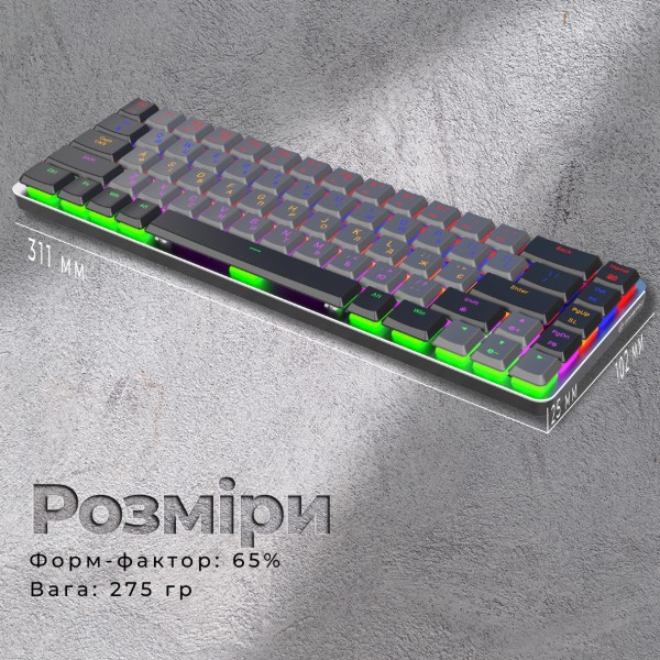 Фото - Клавиатура беспроводная игровая GamePro Red Switch Low Profile Wireless Dark Gray (MK122R)
