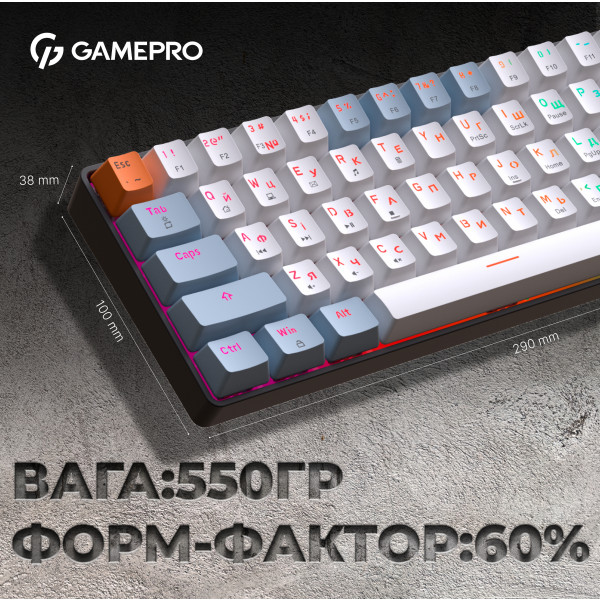 Фото - Клавіатура дротова ігрова GamePro MK130R Hot-Swap Red Swich RGB Black (MK130R)