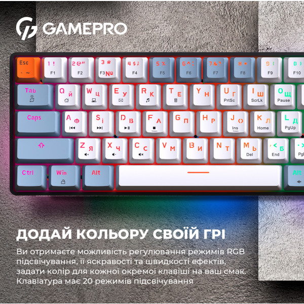 Фото - Клавіатура дротова ігрова GamePro MK130R Hot-Swap Red Swich RGB Black (MK130R)