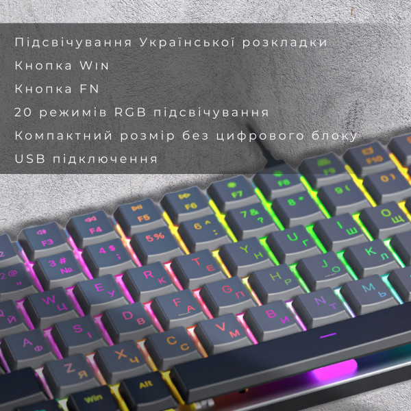 Фото - Клавиатура проводная игровая GamePro Red Switch Low Profile Dark Gray RGB (MK141R)