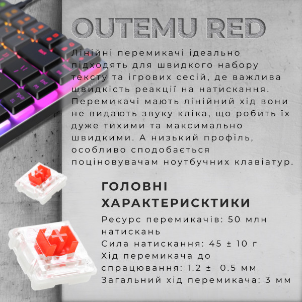 Фото - Клавиатура проводная игровая GamePro Red Switch Low Profile Dark Gray RGB (MK141R)