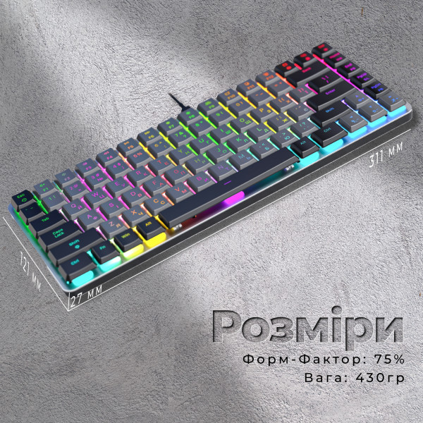 Фото - Клавиатура проводная игровая GamePro Red Switch Low Profile Dark Gray RGB (MK141R)