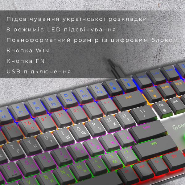 Фото - Клавіатура дротова GamePro Red Switch Low Profile Dark Gray (MK145R)