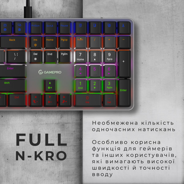 Фото - Клавіатура дротова GamePro Red Switch Low Profile Dark Gray (MK145R)