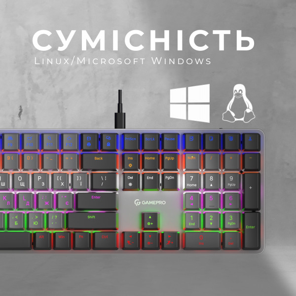 Фото - Клавіатура дротова GamePro Red Switch Low Profile Dark Gray (MK145R)