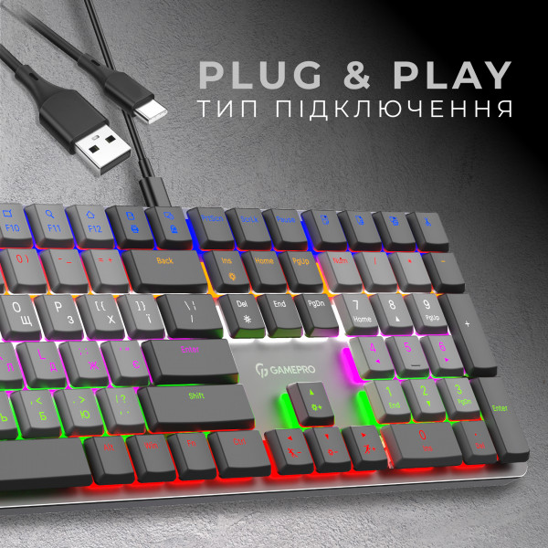 Фото - Клавіатура дротова GamePro Red Switch Low Profile Dark Gray (MK145R)