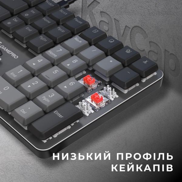 Фото - Клавіатура дротова GamePro Red Switch Low Profile Dark Gray (MK145R)