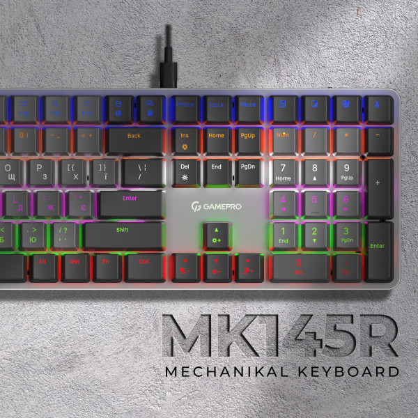 Фото - Клавіатура дротова GamePro Red Switch Low Profile Dark Gray (MK145R)