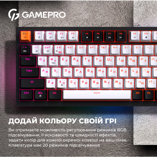 Фото - Клавиатура проводная игровая GamePro MK160B Hot-Swap Red Swich RGB Black (MK160B)